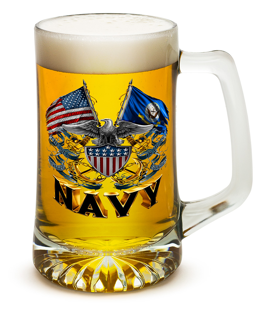 GLASSWARE-Tankard- Navy Cross flags 25oz